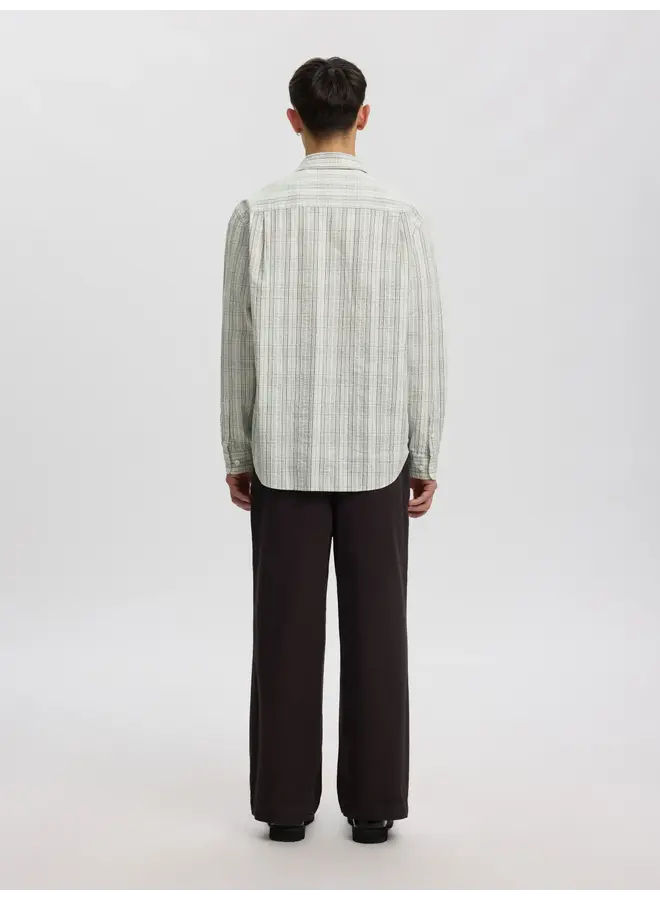 Anraslund Seersucker Mix Ls Shirt - Pewter White