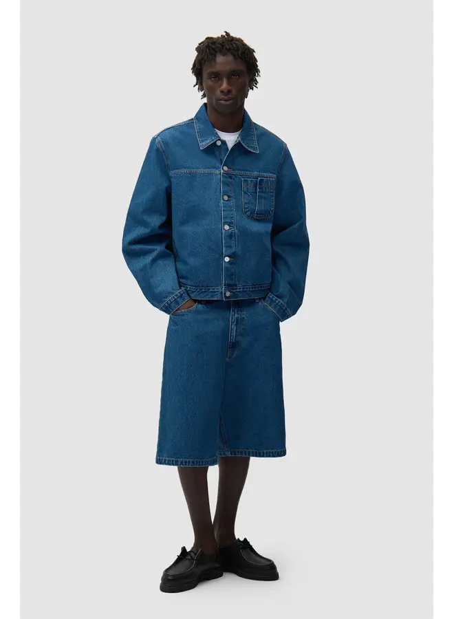 Round pocket Denim Shorts - Raw Denim