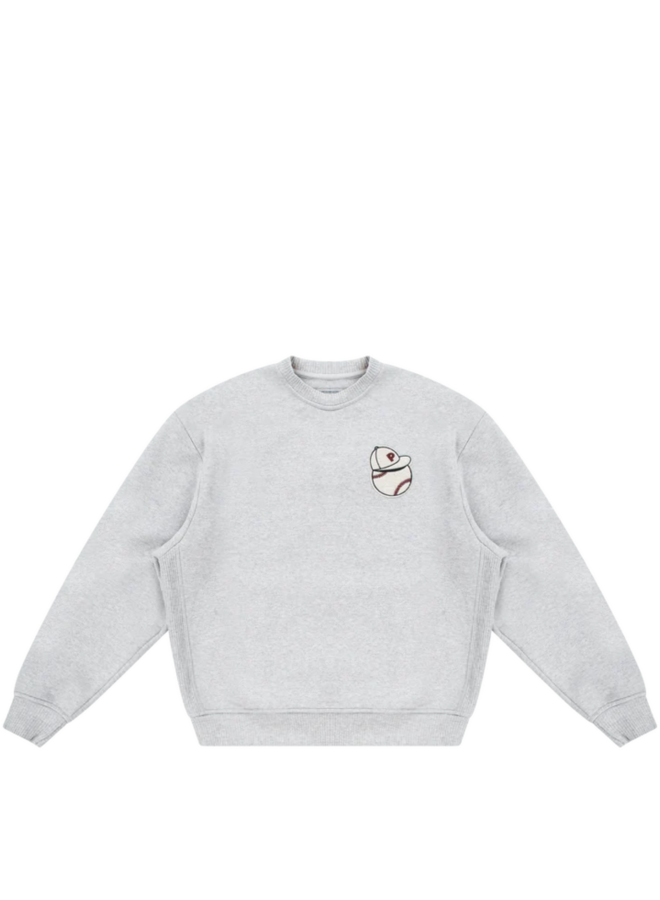 At Bat Crewneck - Light Gray Marl