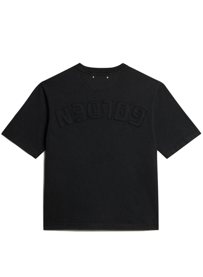 Relaxed Fit T-Shirt Cotton Jersey Logo Patch - Washed Black