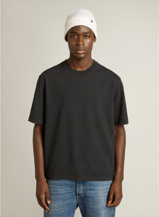Relaxed Fit T-Shirt Cotton Jersey Logo Patch - Washed Black