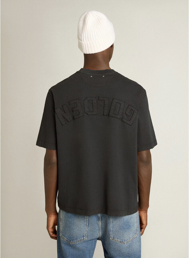 Relaxed Fit T-Shirt Cotton Jersey Logo Patch - Washed Black