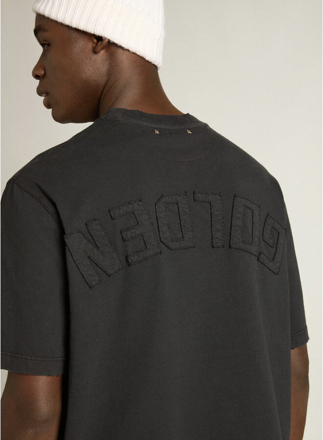 Relaxed Fit T-Shirt Cotton Jersey Logo Patch - Washed Black
