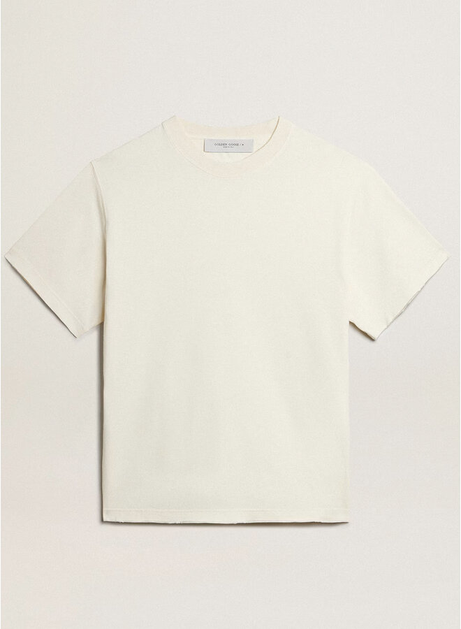 Relaxed Fit T-Shirt Cotton Jersey Logo Patch - Heritage White