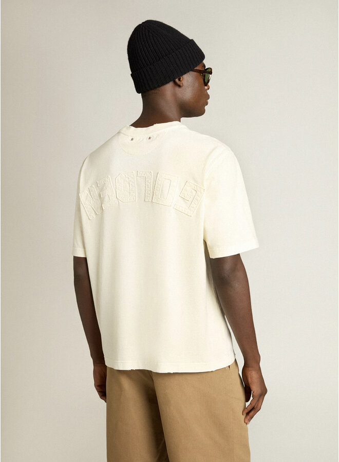 Relaxed Fit T-Shirt Cotton Jersey Logo Patch - Heritage White