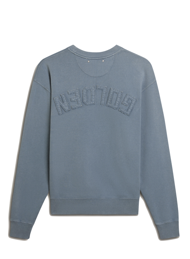 Boxi Sweatshirt Faded Cotton Fleece Logo Patch - Windward Blue