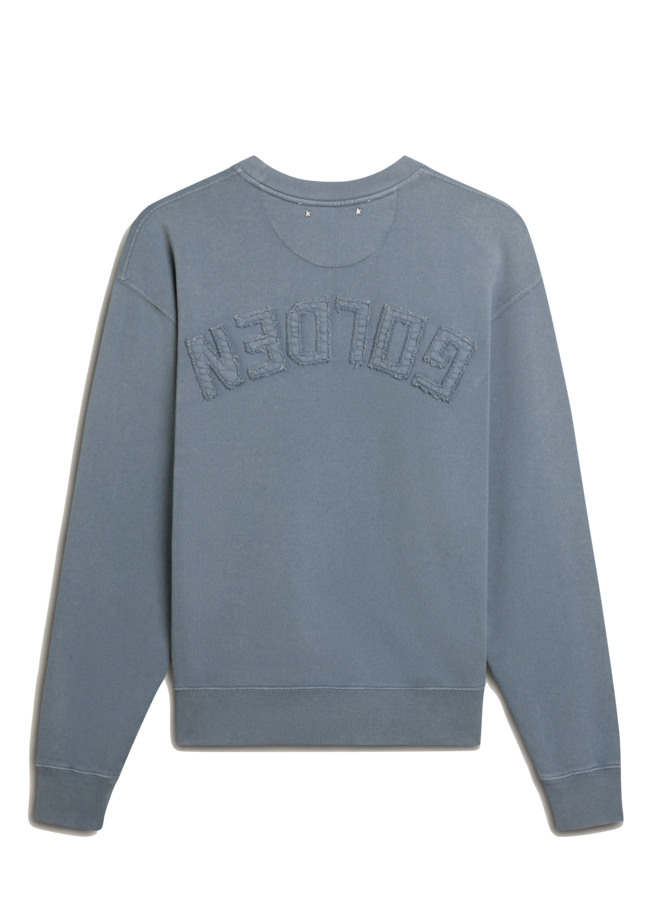 Boxi Sweatshirt Faded Cotton Fleece Logo Patch - Windward Blue