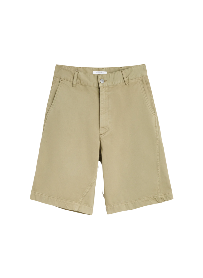 Wide Twist Chino Shorts - Khaki