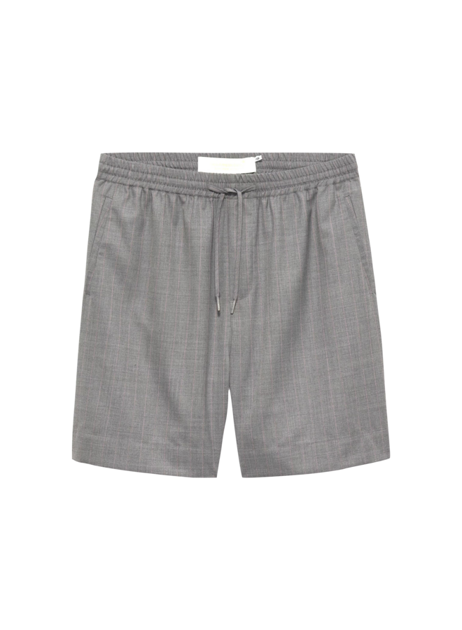 Wool Work Shorts - Grey W/Pink Pinstripes