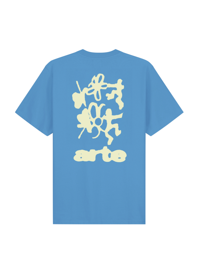 Blurry Back Print T-Shirt - Blue
