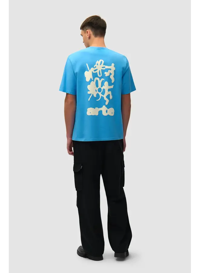 Blurry Back Print T-Shirt - Blue