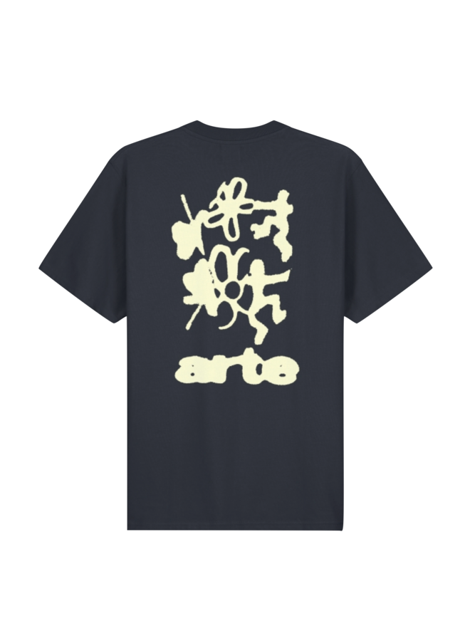 Blurry Back Print T-Shirt - Navy