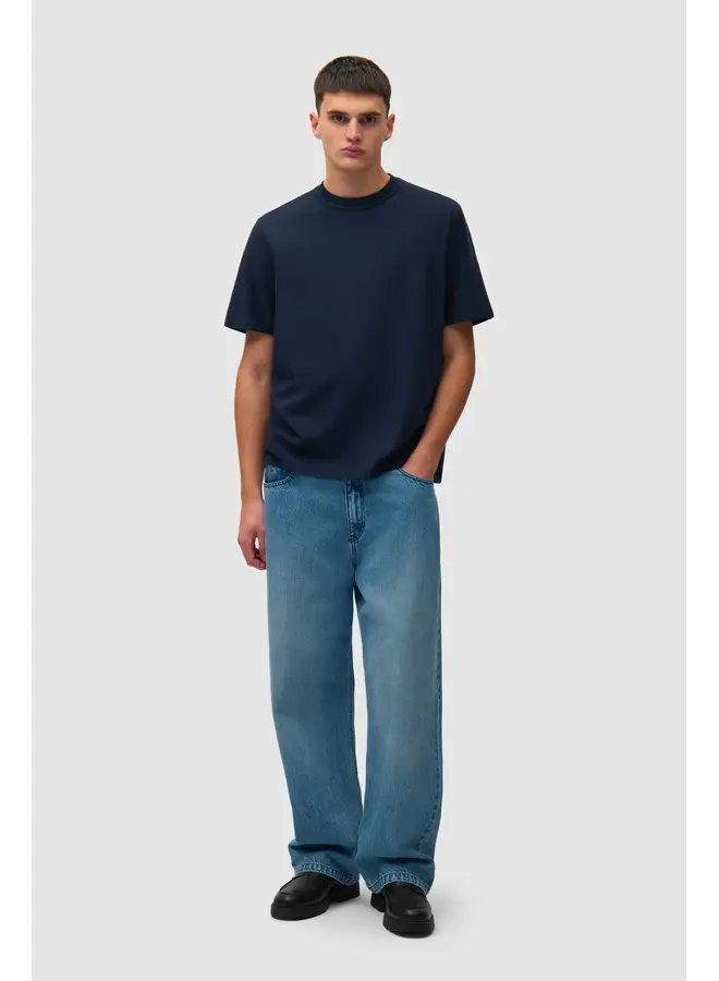 Blurry Back Print T-Shirt - Navy