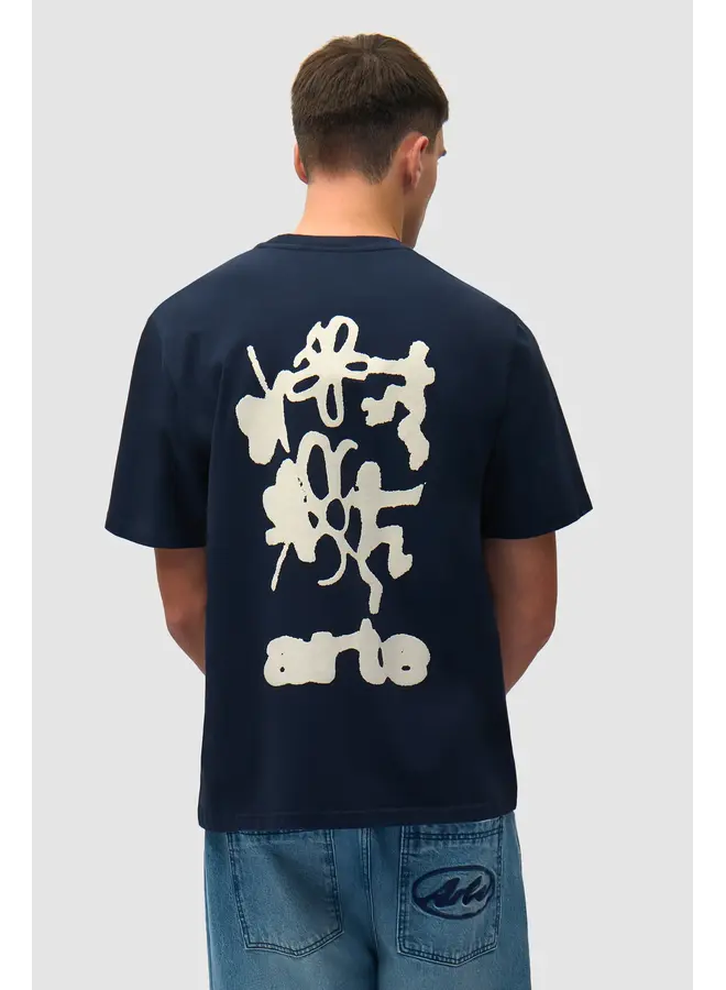 Blurry Back Print T-Shirt - Navy