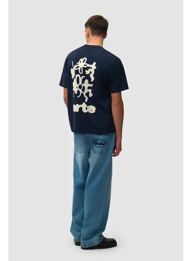 Blurry Back Print T-Shirt - Navy