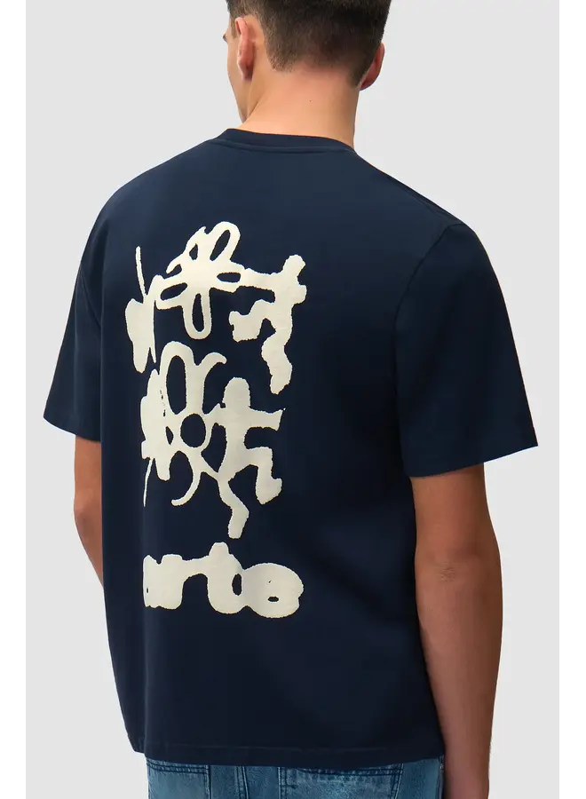 Blurry Back Print T-Shirt - Navy