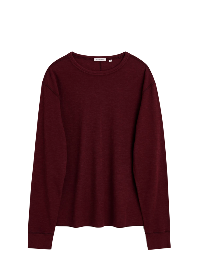 Waffle Tee Ls - Burgundy