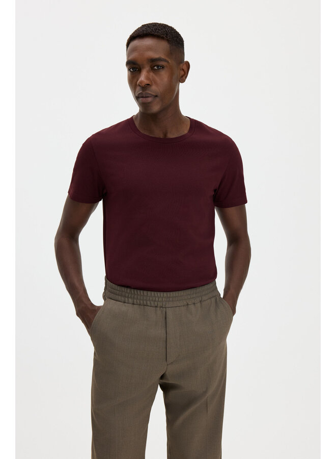Stretch Cotton Tee - Dark Burgundy