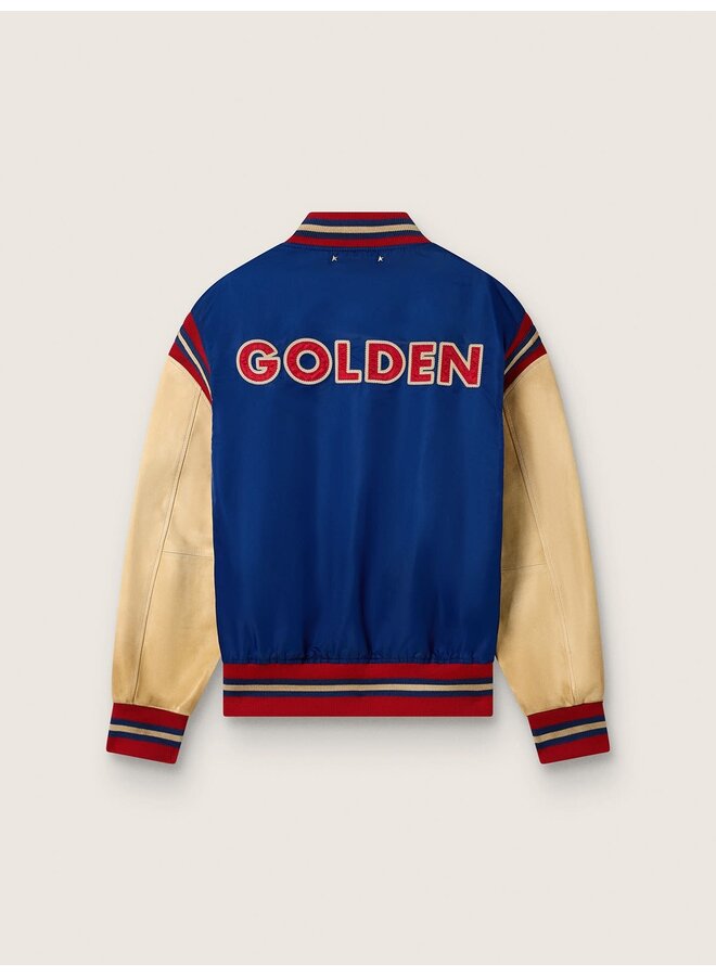 Journey M'S Bomber Randley College Leather Sleeve - Bellwether/Natural/Red
