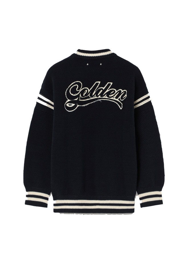 Journey M'S Knit Crewneck Reynard Cotton Waffle Stitch - Dark Blue