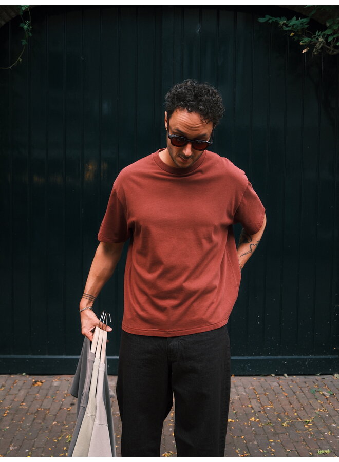 Washed Box Tee - Ruby Wine