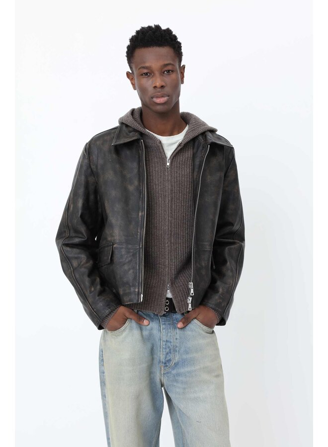 Denzel Leather Jacket - Java Brown