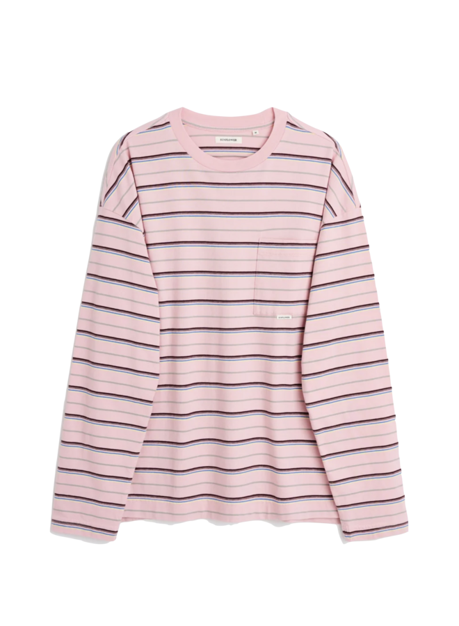 Stripe Ls Pocket Tee - Pink