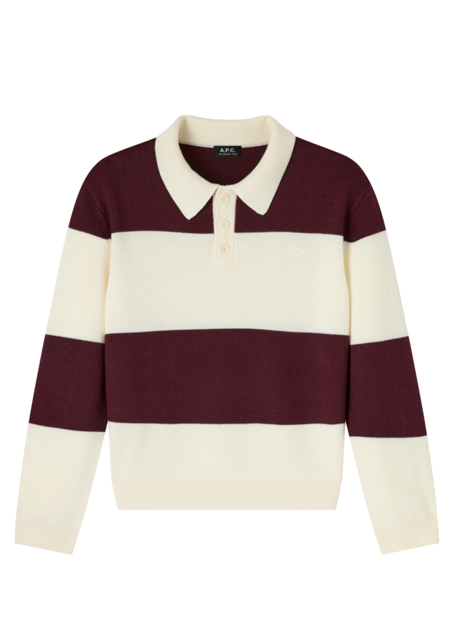 Polo Luis Logo - Bordeau/White