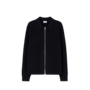 Ribbed Wool Zip Cardigan - Black