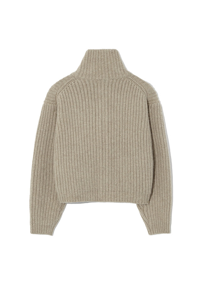 Chunky Zipped Cardigan - Oatmeal