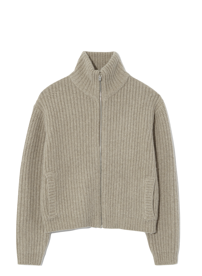 Chunky Zipped Cardigan - Oatmeal