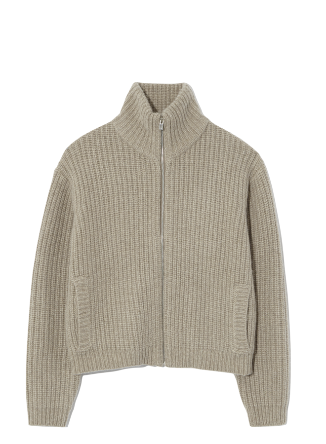 Chunky Zipped Cardigan - Oatmeal
