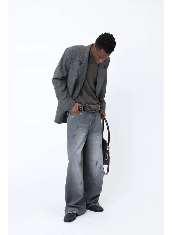 Lyon Black Printed Denim Jeans M - Black Digital Printed