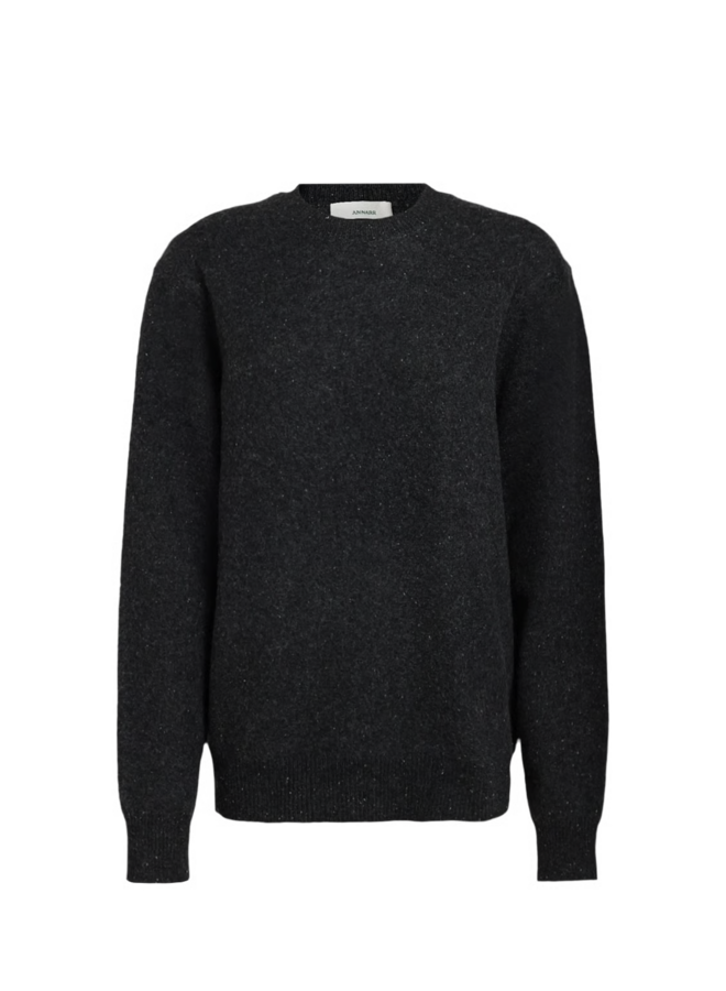 Anrragi LS Knit Wool Crew Neck - Charcoal Art