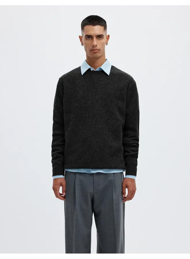 Anrragi LS Knit Wool Crew Neck - Charcoal Art