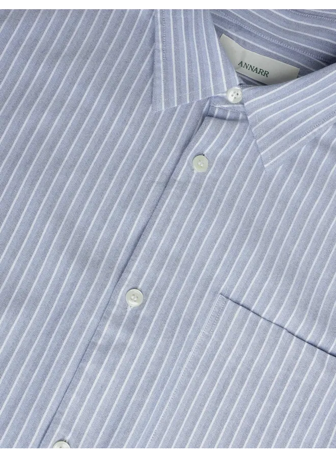 Anrvolund Oxford LS Shirt - Bonnet Blue / White
