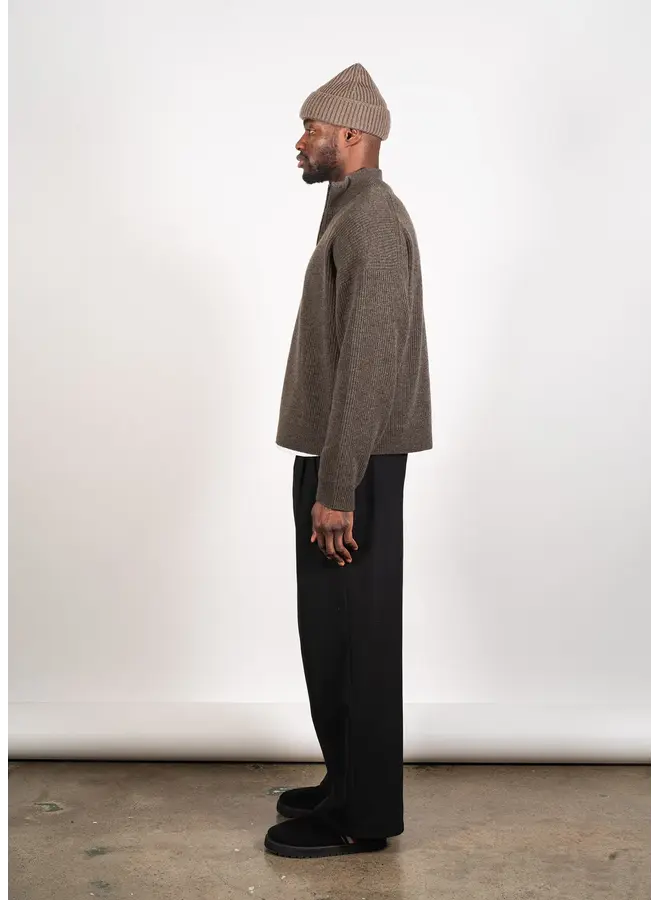 Merino Cashmere Half Zip - Dark Brown