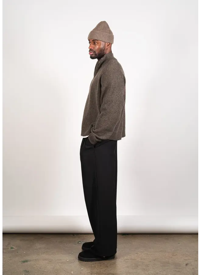 Merino Cashmere Half Zip - Dark Brown