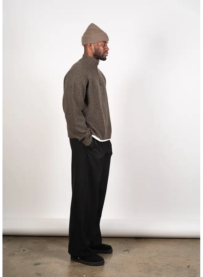 Merino Cashmere Half Zip - Dark Brown