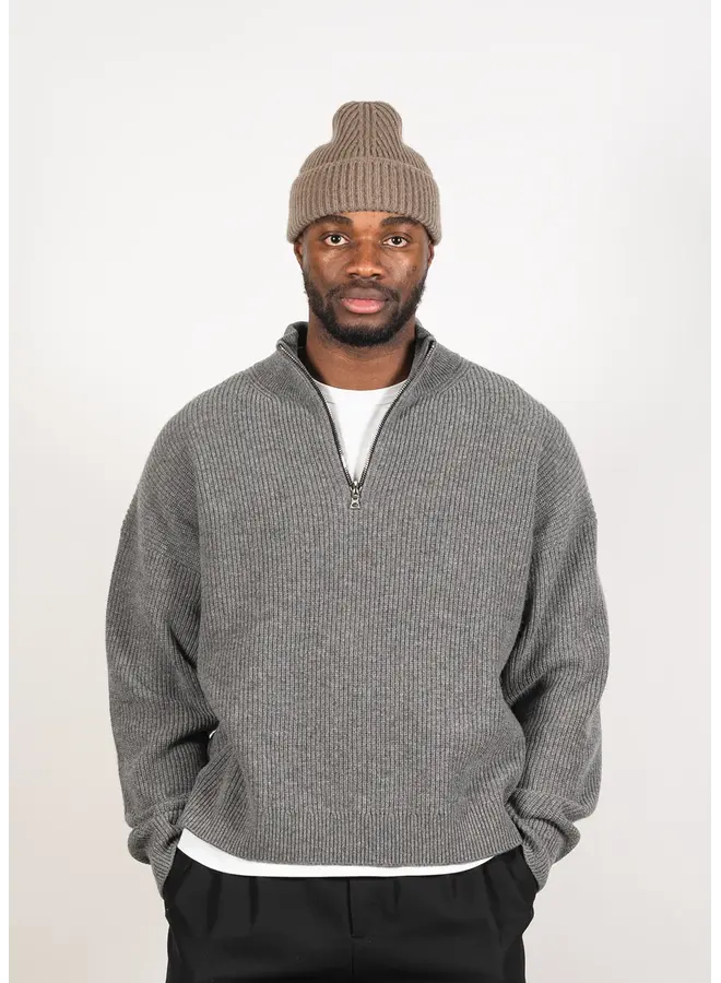 Merino Cashmere Half Zip - Grey