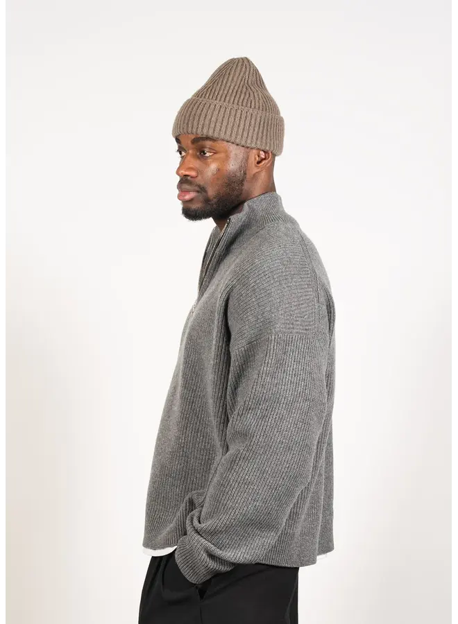 Merino Cashmere Half Zip - Grey