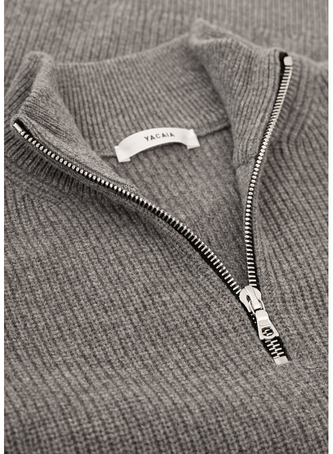 Merino Cashmere Half Zip - Grey