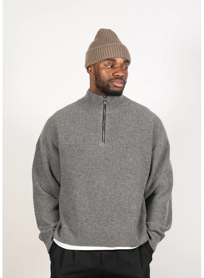 Merino Cashmere Half Zip - Grey