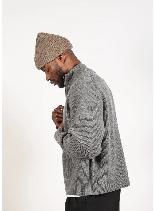 Merino Cashmere Half Zip - Grey
