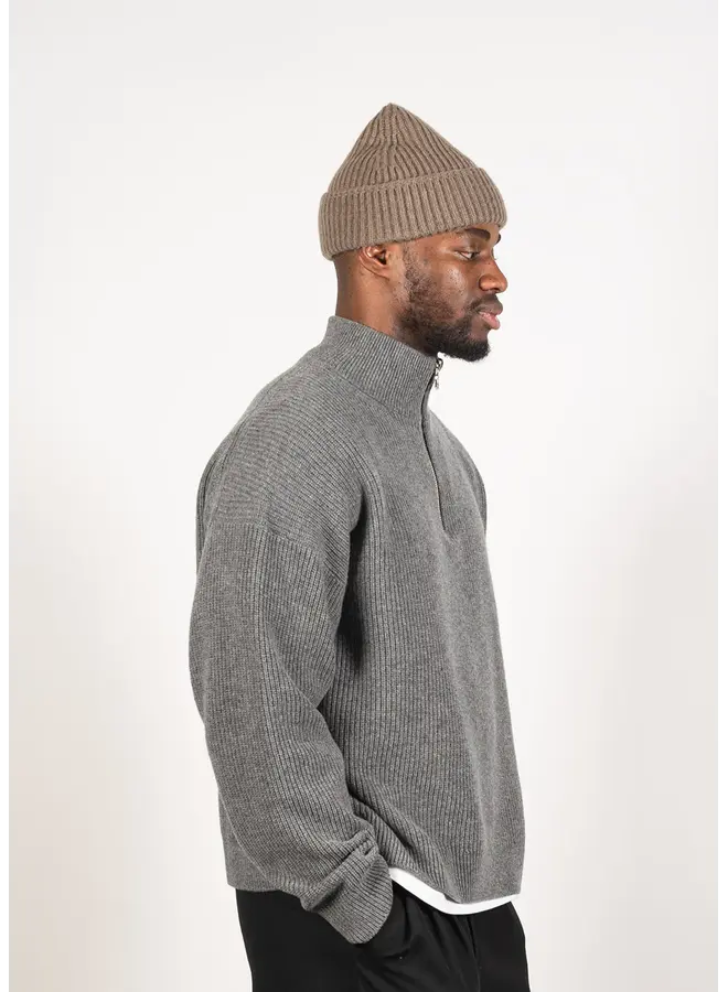 Merino Cashmere Half Zip - Grey
