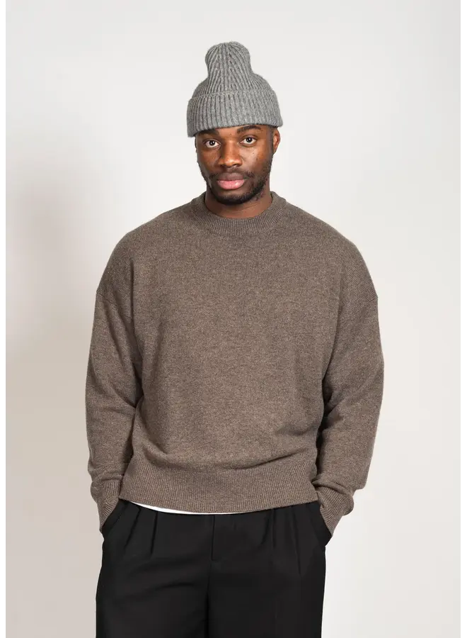 Oversized Merino Cashmere Sweater - Dark Brown