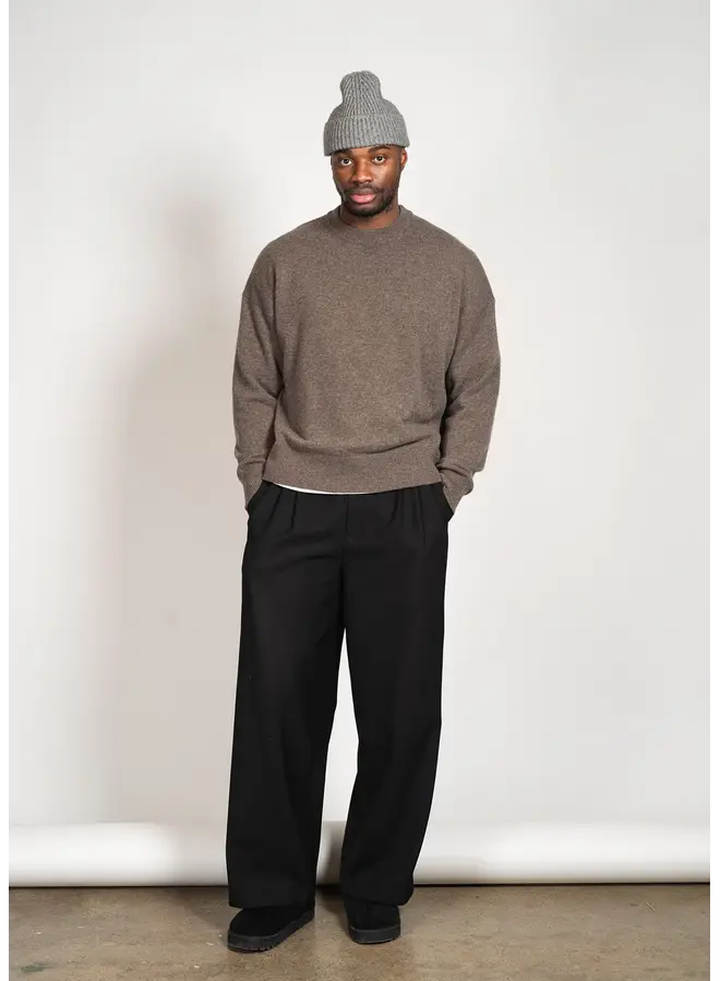 Oversized Merino Cashmere Sweater - Dark Brown