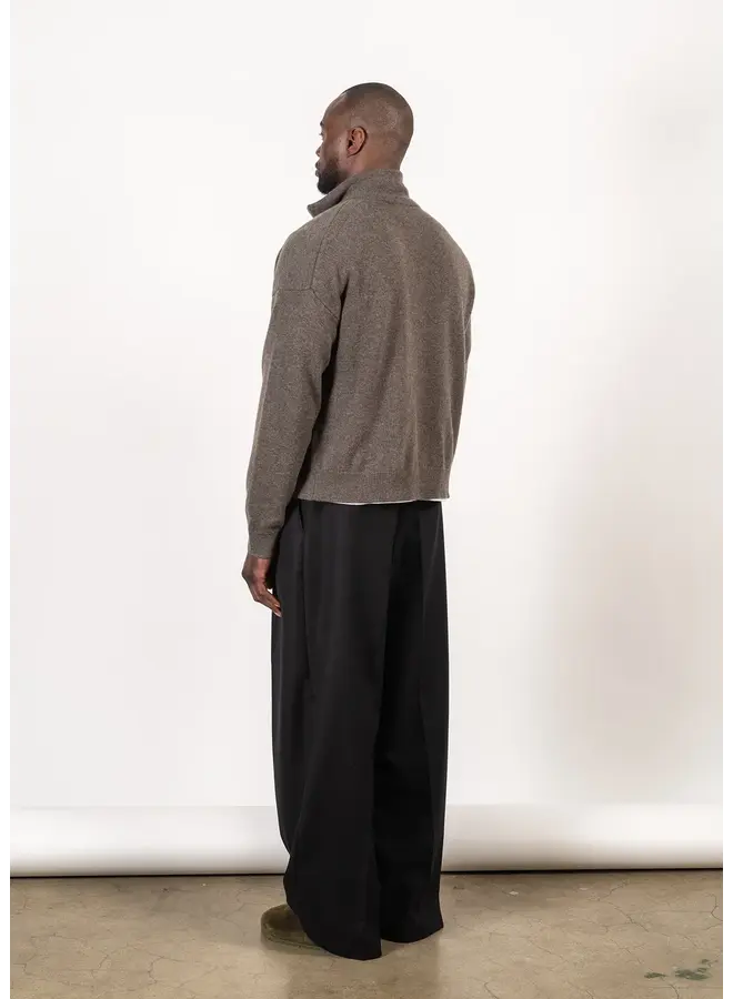 Full-Zip Merino Cashmere Sweater - Dark Brown
