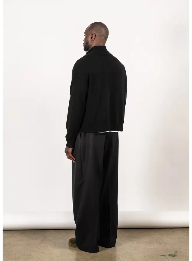 Full-Zip Merino Cashmere Sweater - Black