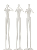 Statues Entendre/Voir/Se Taire  en résine blanche- assortiment de 3
